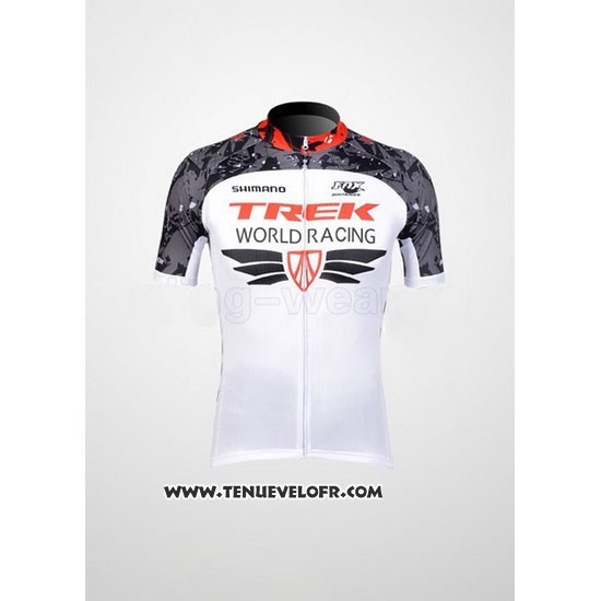 2012 Maillot Ciclismo Trek Blanc et Gris Manches Courtes et Cuissard